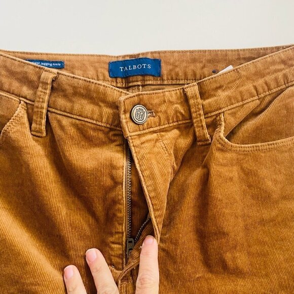 Talbots Pant Trouser High Waist Jegging Ankle Corduroy Neural Camel Stretch - Picture 3 of 8